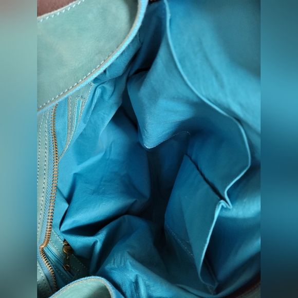 Desigual Teal Leather Tote with Multicolor Peek-Through - Picture 15 of 15